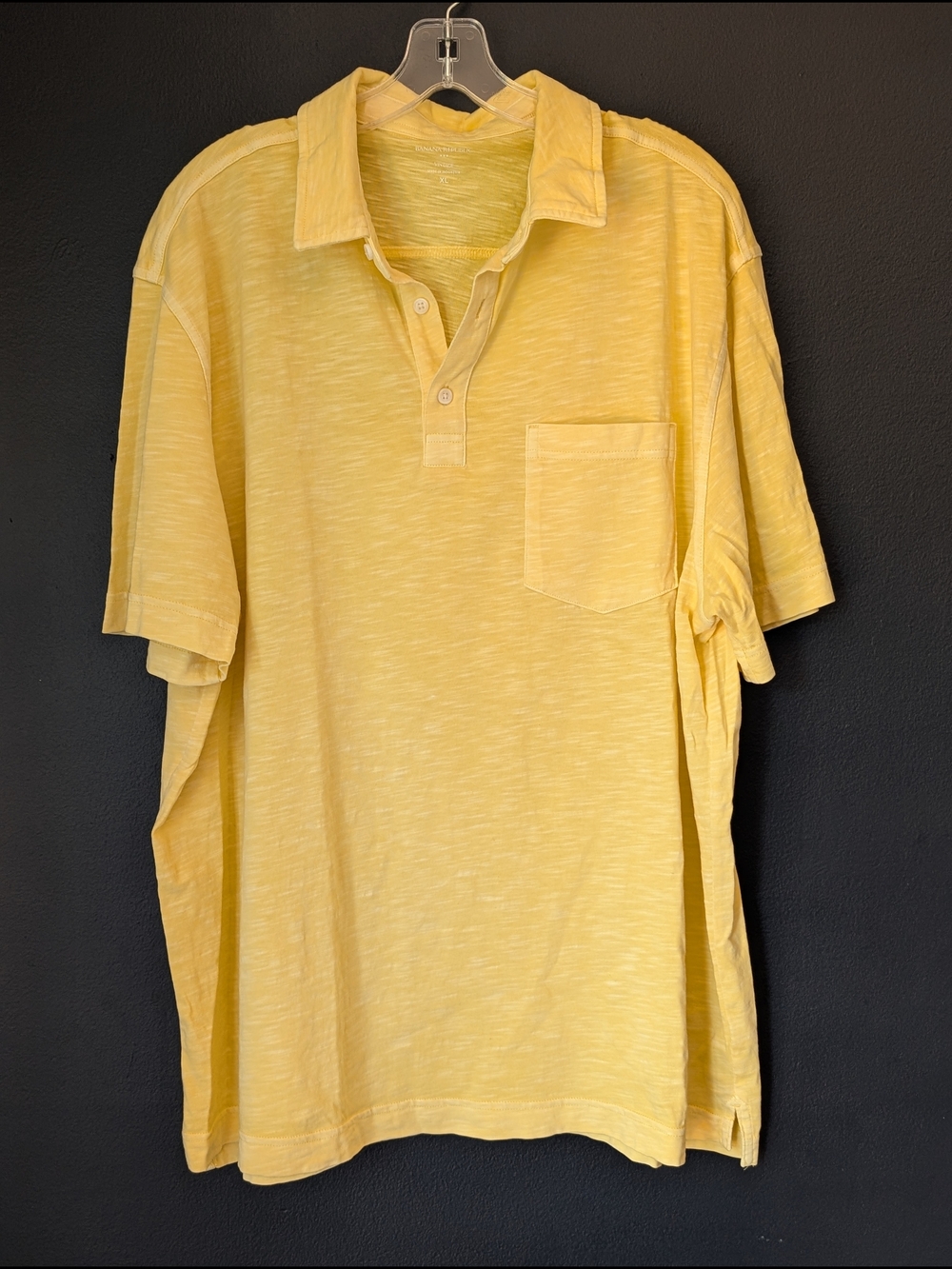 Banana Republic Men's Yellow Short-Sleeve Polo with Pocket